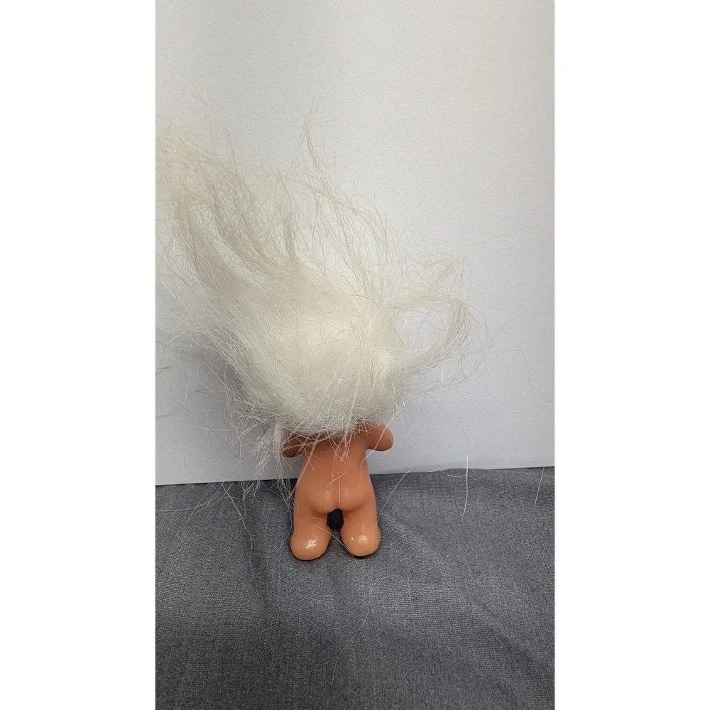 DAM Troll Doll 1985 3in White Hair Green Eyes Vintage Collectible Vinyl